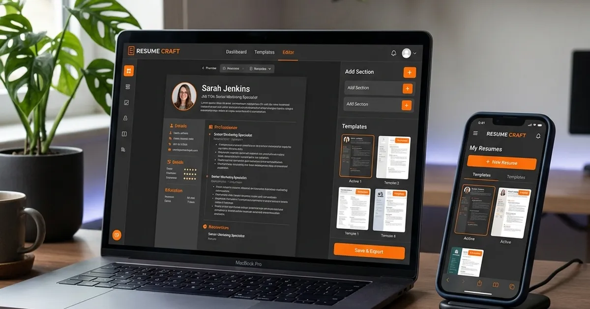 Free AI Resume Builder Dashboard interface showing ATS-friendly resume templates